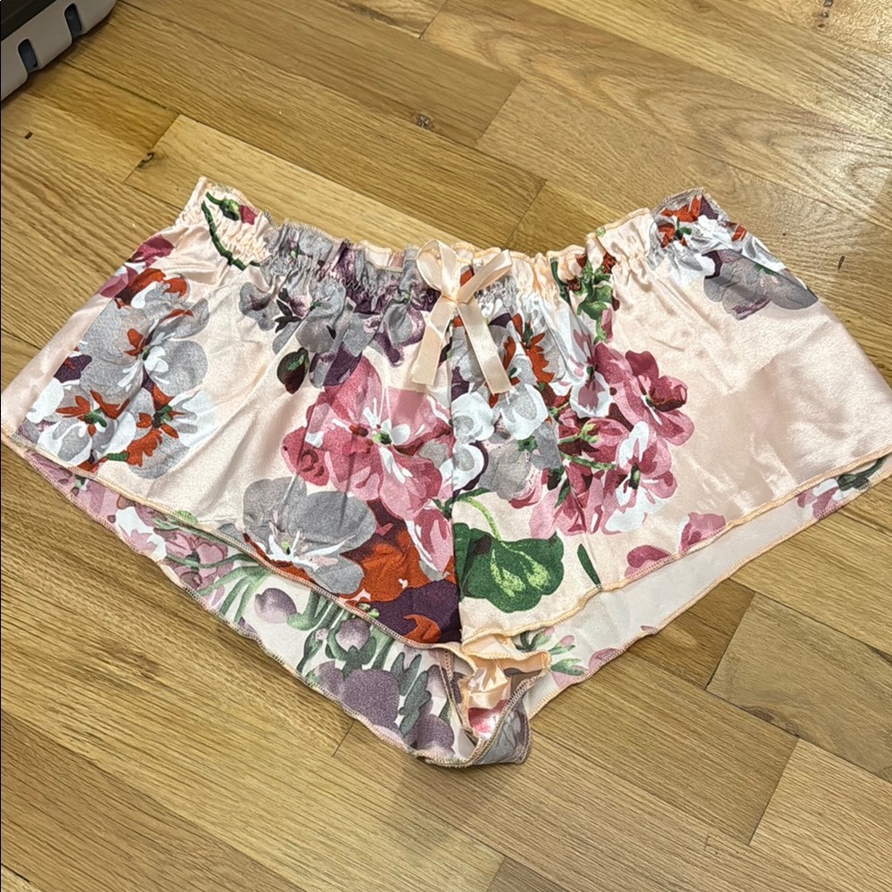 Floral Satin style pajama booty Shorts